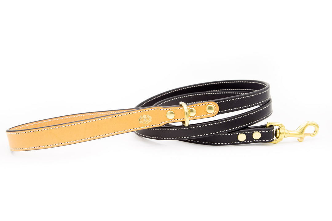 Classic Black Leather Lead from Florenze Italy