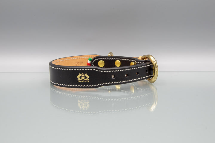 Classic Black Leather Collar from Florenze Italy