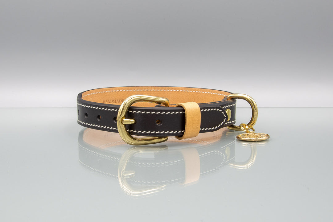 Classic Black Leather Collar from Florenze Italy