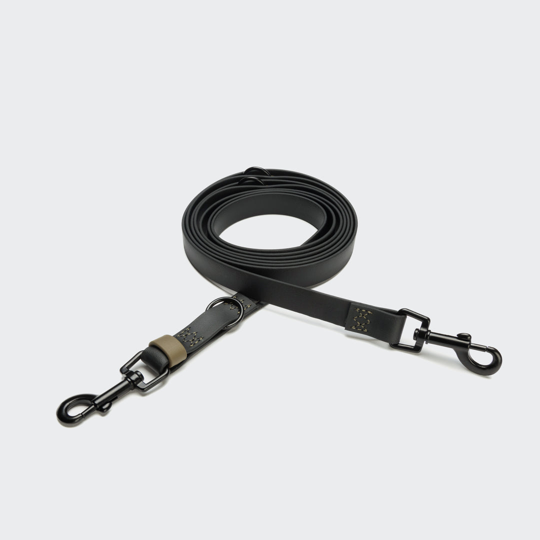 Adjustable Dog Leash BioThane Ipanema Black-Olive from Cloud 7