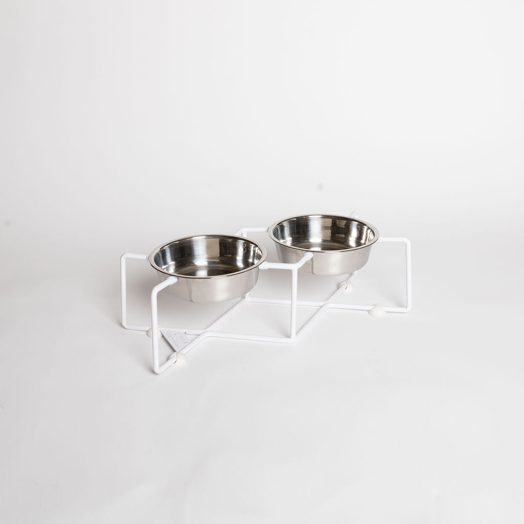 Number 8 Dog Feeder in White