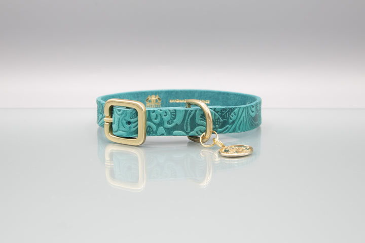 Terra Fiore Aqua Leather Lead from Florenze Italy