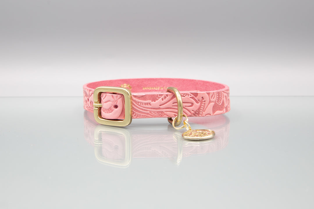 Terra Fiore Rose Pink Leather Lead from Florenze Italy