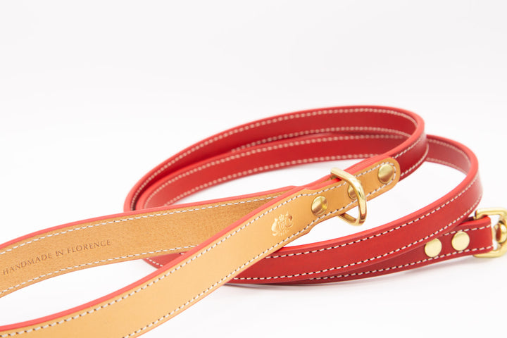 Classic Poppy Red Leather Lead from Florenze Italy