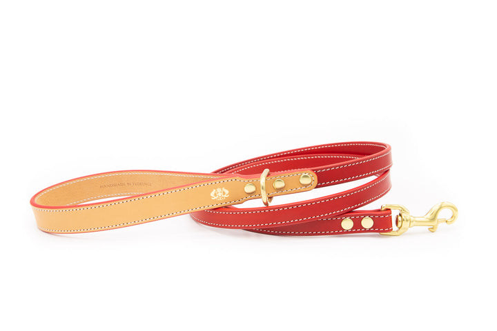 Classic Poppy Red Leather Lead from Florenze Italy