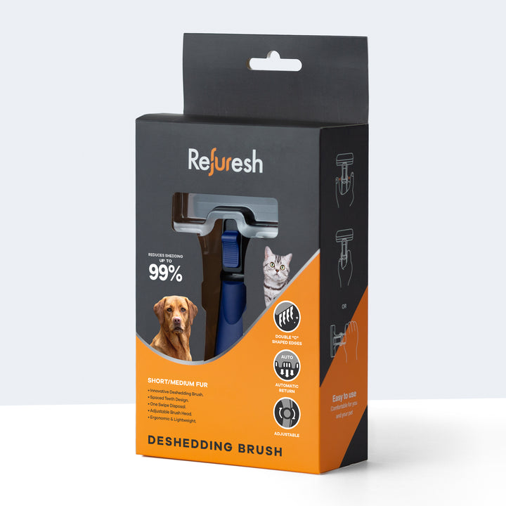 Refuresh Deshedding Brush for Short/Medium Hair - Medium Size Blue